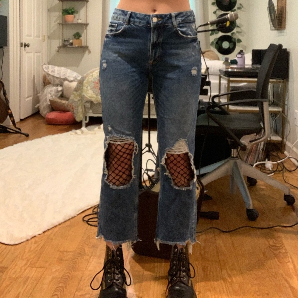 Zara Ripped Jeans with Mesh - Picture 2 of 6